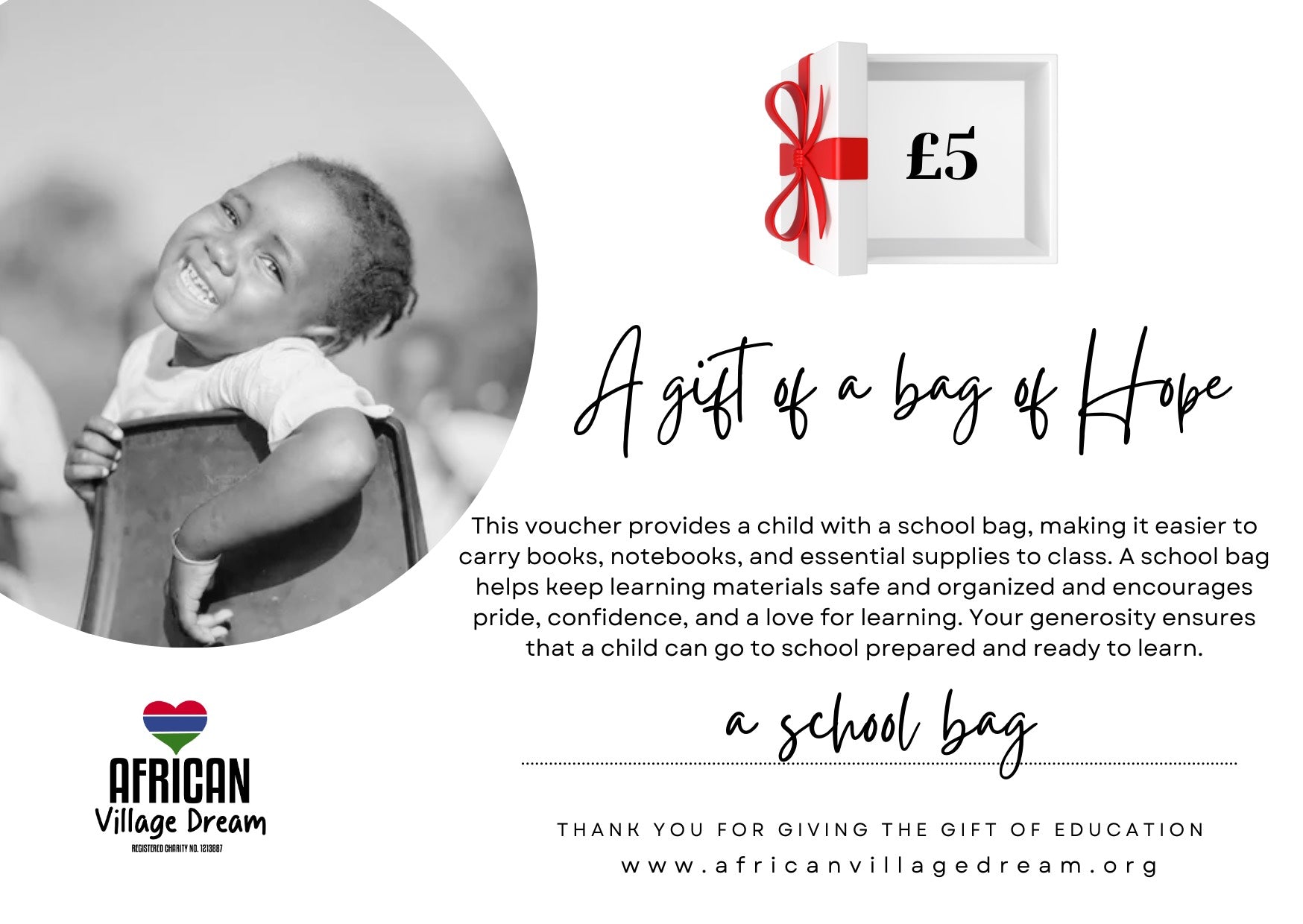 A School Bag Gift Voucher