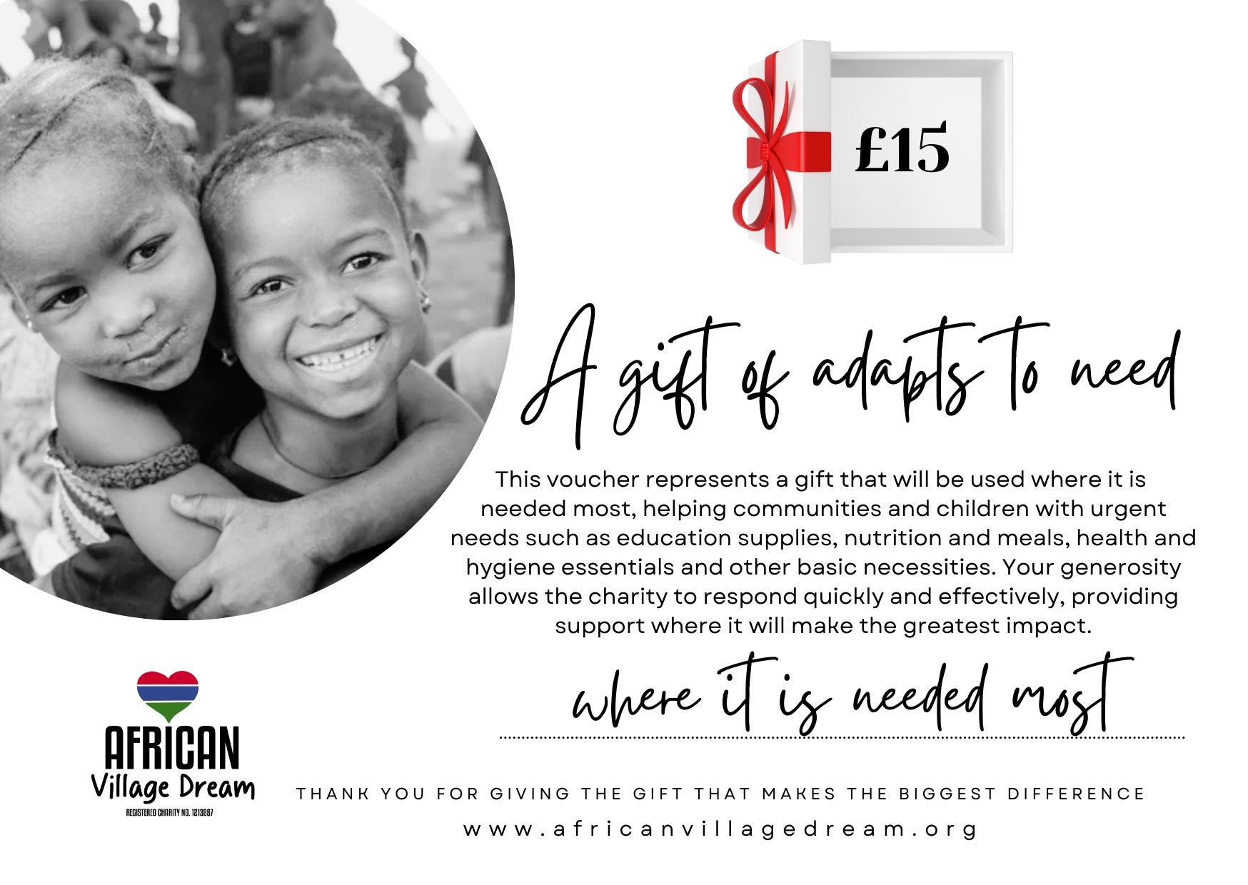 Where it is Needed Most Gift Voucher